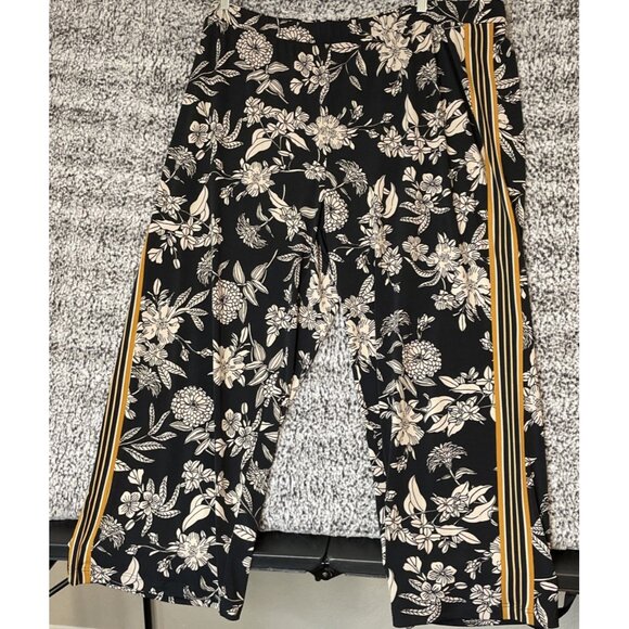 Susan Graver 2X Black‎ Brown Floral Liquid Knit Wide Leg Pants Vacation Resort - Picture 1 of 6